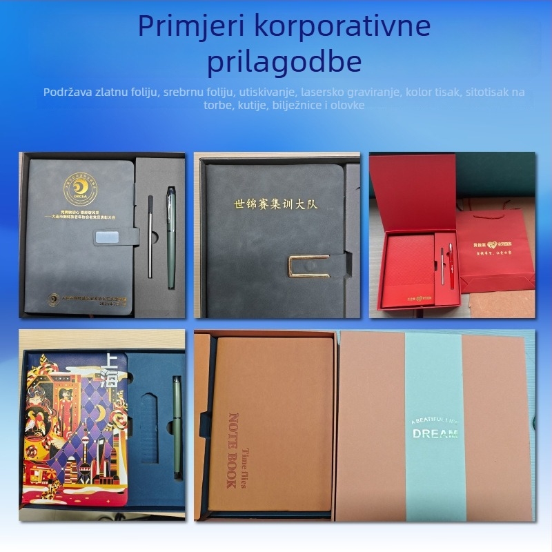 A5 bilježnica darovni set – luksuzni rokovnik i olovka s mogućnošću prilagodbe logotipa, prijenosno