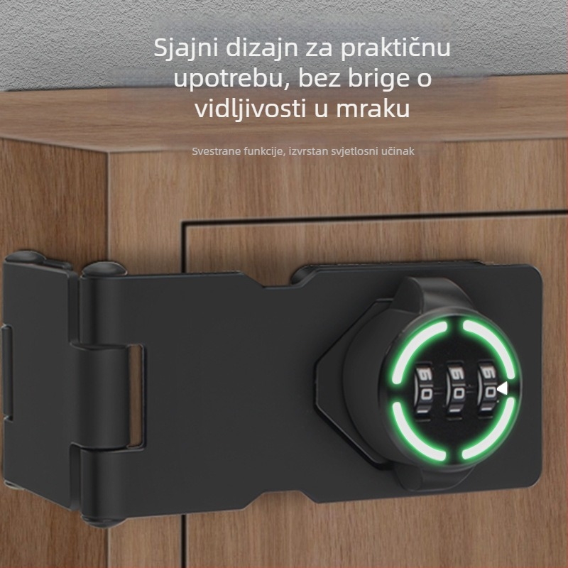 Brava bez bušenja s lozinkom – pravokutna 90° pločica brave za ormare s dvostrukim vratima i zamrzivač