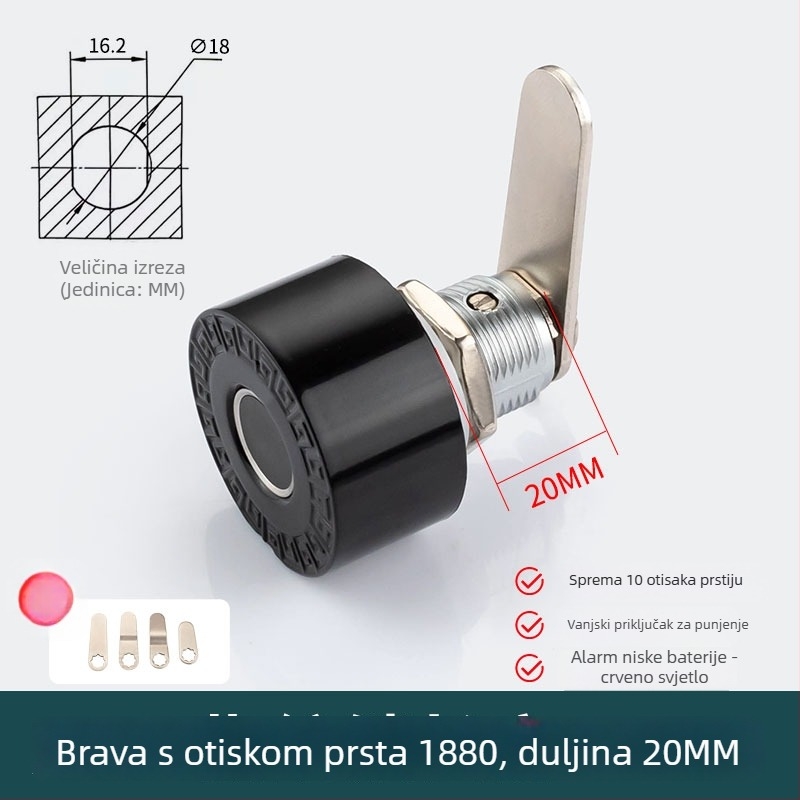 Brava za ladicu s otiskom prsta za skladišne ormariće, uredske ormariće za dokumente, noćne ormariće, garderobe i poštanske sandučiće – elektronička zaključavka s lozinkom.