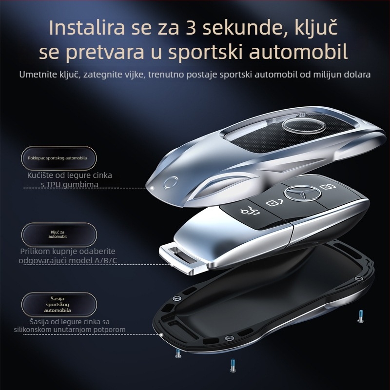 Kućište ključa Mercedes-Benz od cinkovog legura – zaštitna metalna kućišta za E300L, C260L, GLC, A200, C200, GLE
