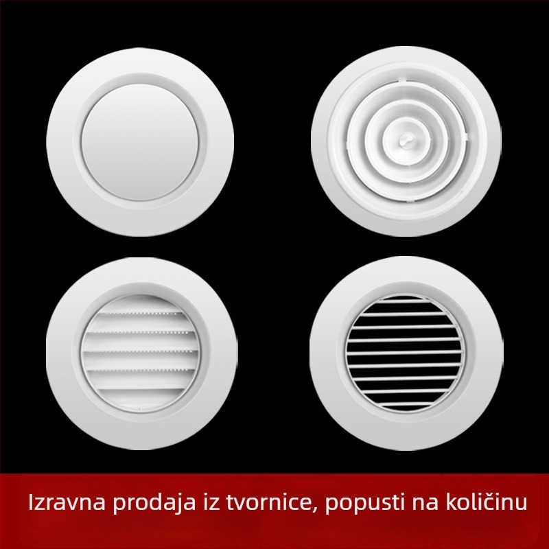 Okrugli plastični ventil za unutarnje ventiliranje, izlaz za središnju klimatizaciju, podesiv protok zraka, ABS