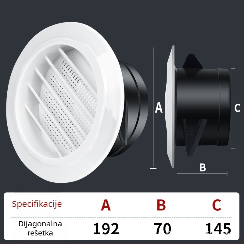 Okrugli plastični ventil za unutarnje ventiliranje, izlaz za središnju klimatizaciju, podesiv protok zraka, ABS
