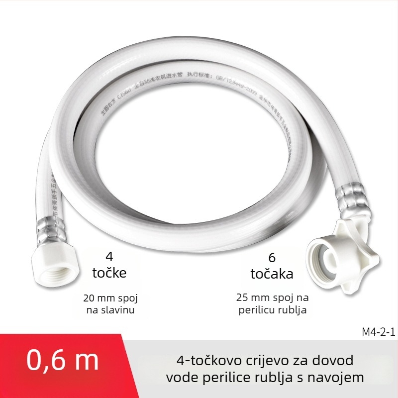 Univerzalno crijevo za dovod vode u perilicu rublja, PVC produžni navoj s 4-nitnim