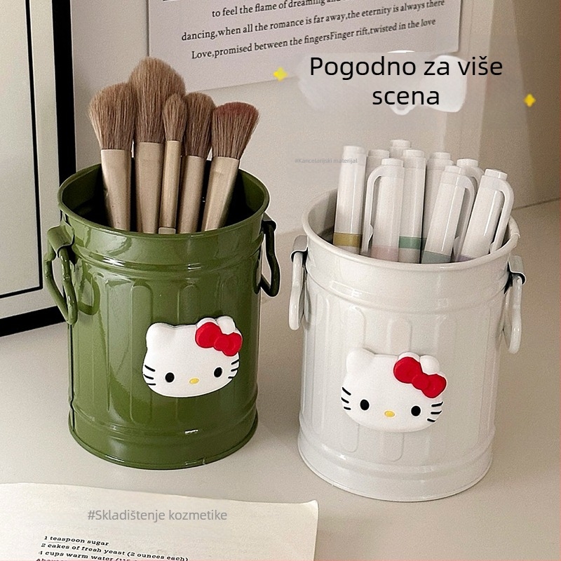 Željezni hexagonalni držač olovaka s mačjim motivom, studentski stolni organizator i držač četkica za šminku