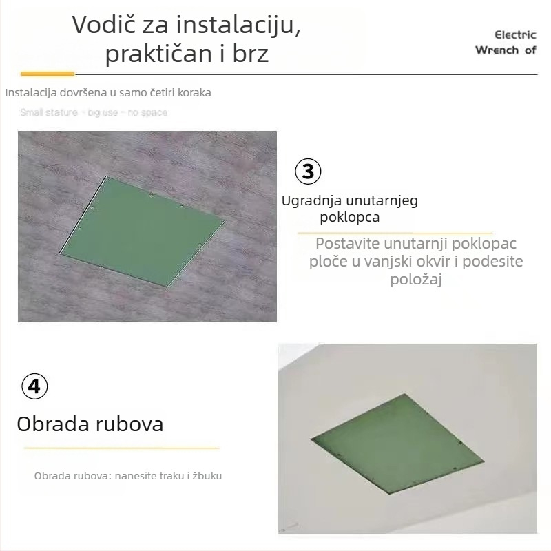 Skriti pristupni panel za strop od gipsane ploče, aluminijska legura