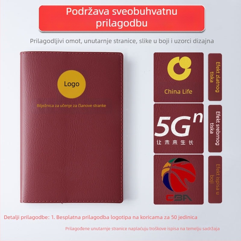 A5 bilježnica za članove stranke s prilagođenom kutijom poklonom i otisnutim logotipom, zapisnik sa sastanaka