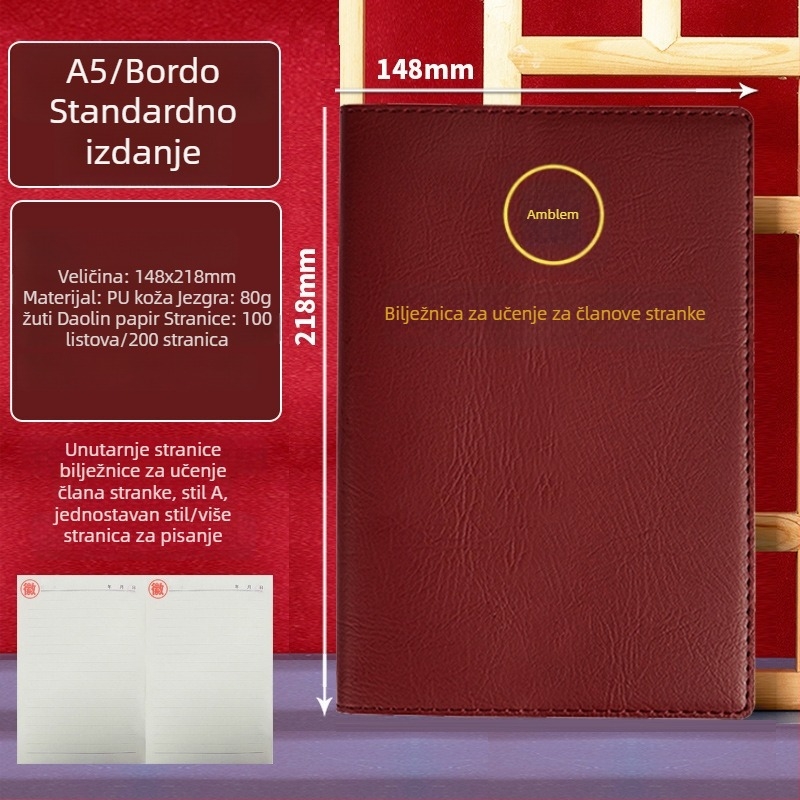 A5 bilježnica za članove stranke s prilagođenom kutijom poklonom i otisnutim logotipom, zapisnik sa sastanaka