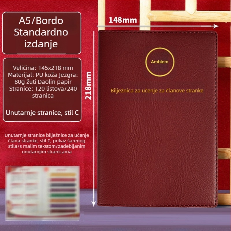 A5 bilježnica za članove stranke s prilagođenom kutijom poklonom i otisnutim logotipom, zapisnik sa sastanaka