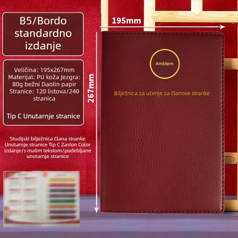 A5 bilježnica za članove stranke s prilagođenom kutijom poklonom i otisnutim logotipom, zapisnik sa sastanaka