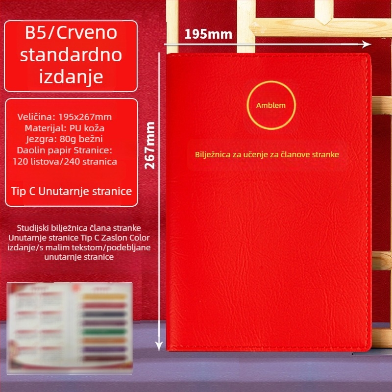 A5 bilježnica za članove stranke s prilagođenom kutijom poklonom i otisnutim logotipom, zapisnik sa sastanaka