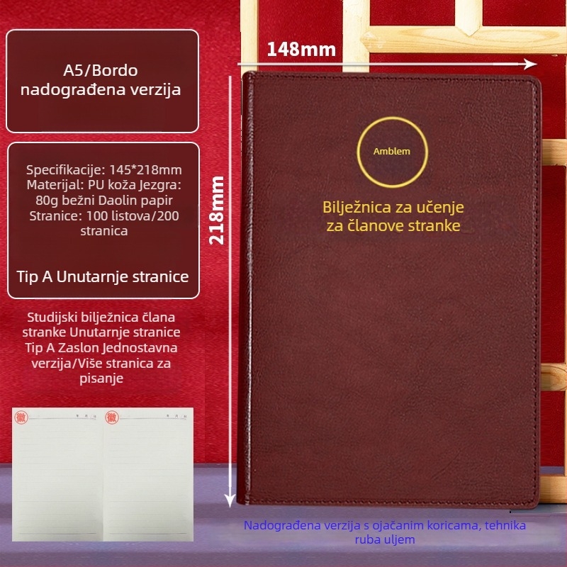 A5 bilježnica za članove stranke s prilagođenom kutijom poklonom i otisnutim logotipom, zapisnik sa sastanaka