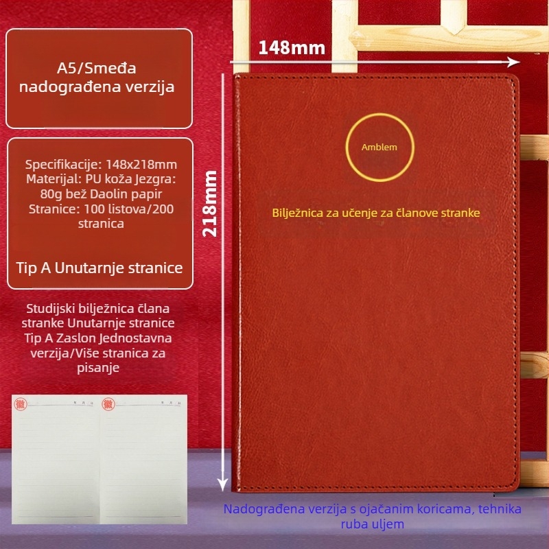A5 bilježnica za članove stranke s prilagođenom kutijom poklonom i otisnutim logotipom, zapisnik sa sastanaka