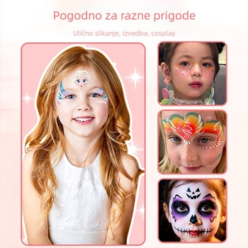 Dječji set za crtanje lica za Halloween sa akrilnim bojama i vodotopnim pigmentima za lice i tijelo