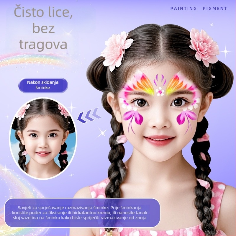Dječji set za crtanje lica sa sigurnim, netoksičnim vodotopnim bojama, lako za ispranje, bez mirisa