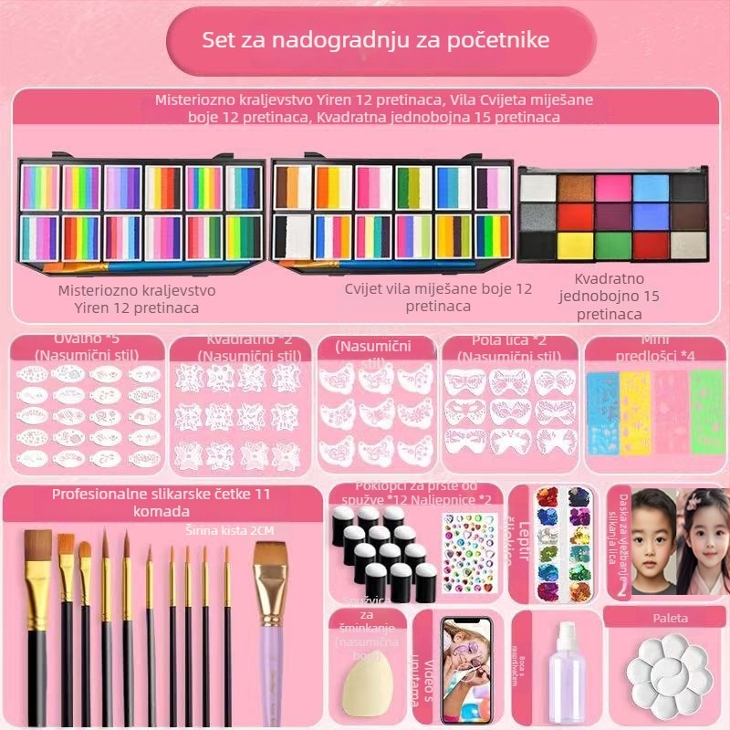 Dječji set za crtanje lica sa sigurnim, netoksičnim vodotopnim bojama, lako za ispranje, bez mirisa