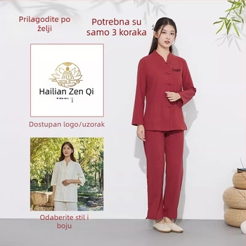 Zen meditacijski komplet od pamuka i lana za žene i muškarce — jednostavno budističko odijelo za praksu