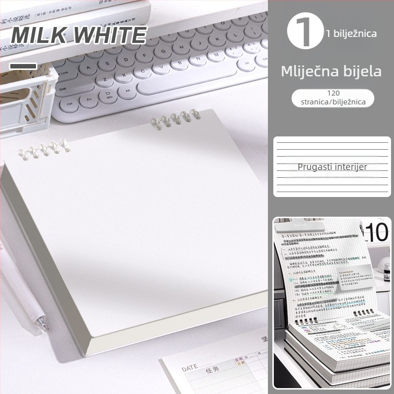 Nova elegantna bilježnica s retro kvadratnom mrežom, rastavljive stranice, PP naslovnica, za srednju školu
