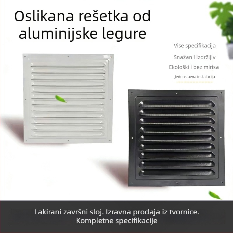 Prozor lamelarna ventilacija od aluminijske legure, za vanjsku stijenu – otporna na kišu i komarce, perforirana mreža za rasipanje topline, poklopac mreže