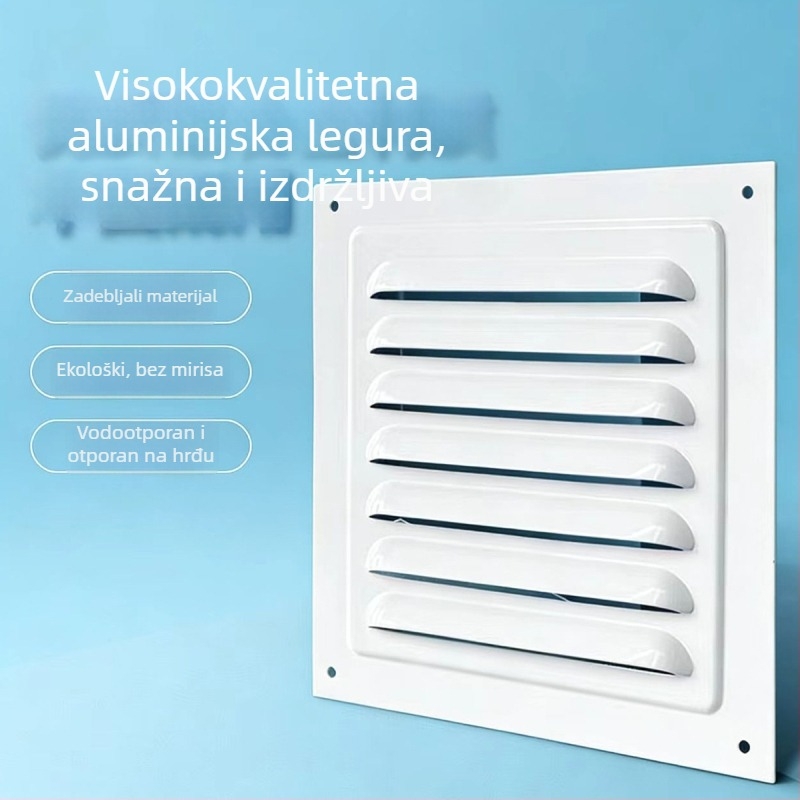 Prozor lamelarna ventilacija od aluminijske legure, za vanjsku stijenu – otporna na kišu i komarce, perforirana mreža za rasipanje topline, poklopac mreže
