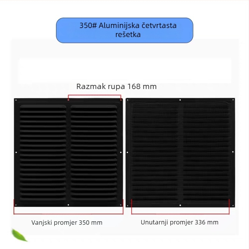 Prozor lamelarna ventilacija od aluminijske legure, za vanjsku stijenu – otporna na kišu i komarce, perforirana mreža za rasipanje topline, poklopac mreže