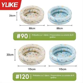 Naduvani dječji bazen za kućnu uporabu, debeli napuhani bazen za bebe i djecu, kupanje i vodene igre