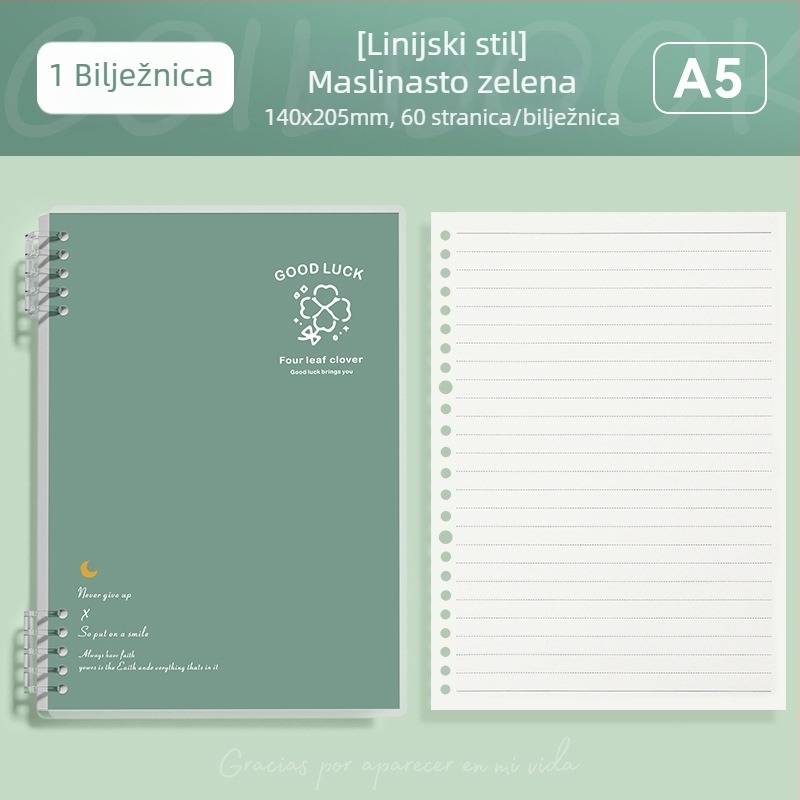 Bilježnica s odvojivim listovima formata B5, jednostavna i elegantna za studente i srednjoškolce