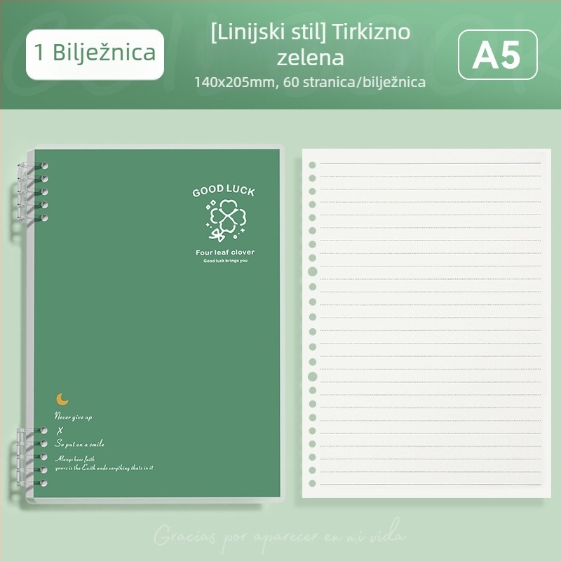Bilježnica s odvojivim listovima formata B5, jednostavna i elegantna za studente i srednjoškolce