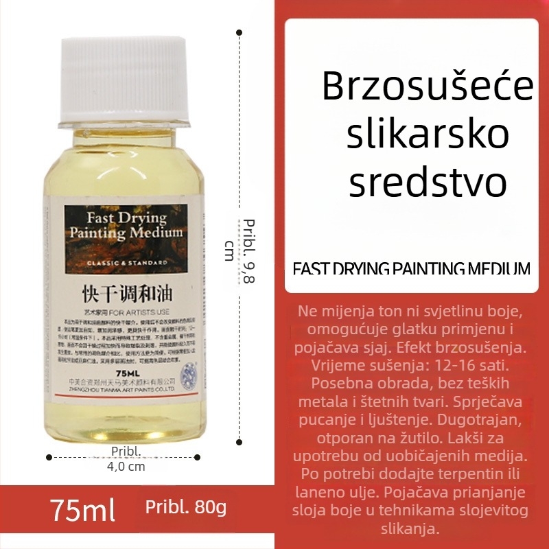 Tianma Haite medium za uljnu slikanje – brzo i sporo sušenje, bez mirisa, za miješanje boja i razrjeđivanje