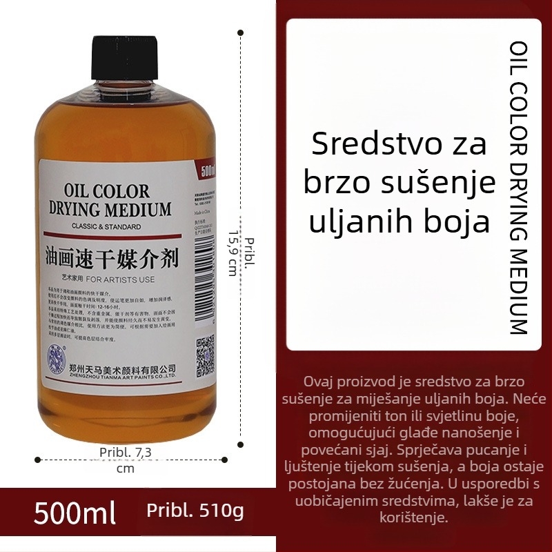 Tianma Haite medium za uljnu slikanje – brzo i sporo sušenje, bez mirisa, za miješanje boja i razrjeđivanje
