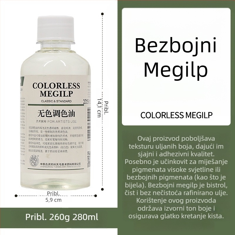 Tianma Haite medium za uljnu slikanje – brzo i sporo sušenje, bez mirisa, za miješanje boja i razrjeđivanje