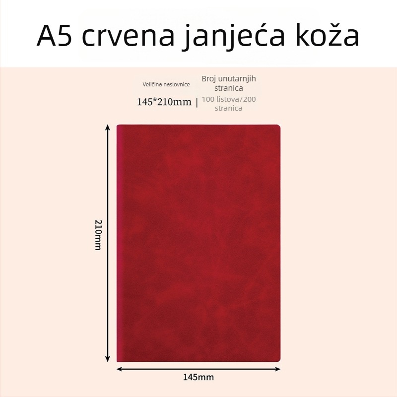 A5/B5 poslovni dnevnik od umjetne kože za konferencije, jednostavan dizajn, mogućnost tiskanja logotipa