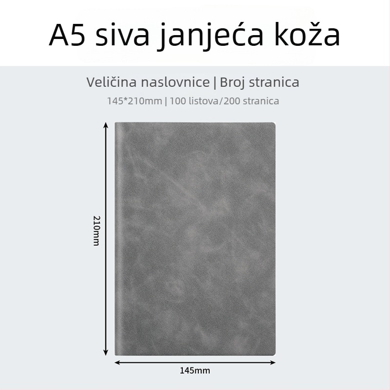 A5/B5 poslovni dnevnik od umjetne kože za konferencije, jednostavan dizajn, mogućnost tiskanja logotipa