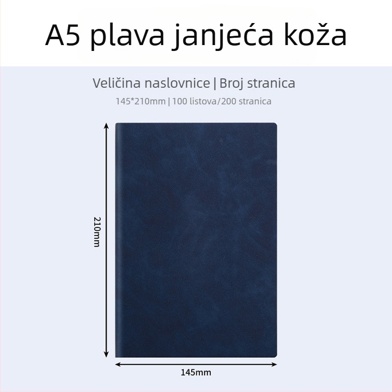 A5/B5 poslovni dnevnik od umjetne kože za konferencije, jednostavan dizajn, mogućnost tiskanja logotipa