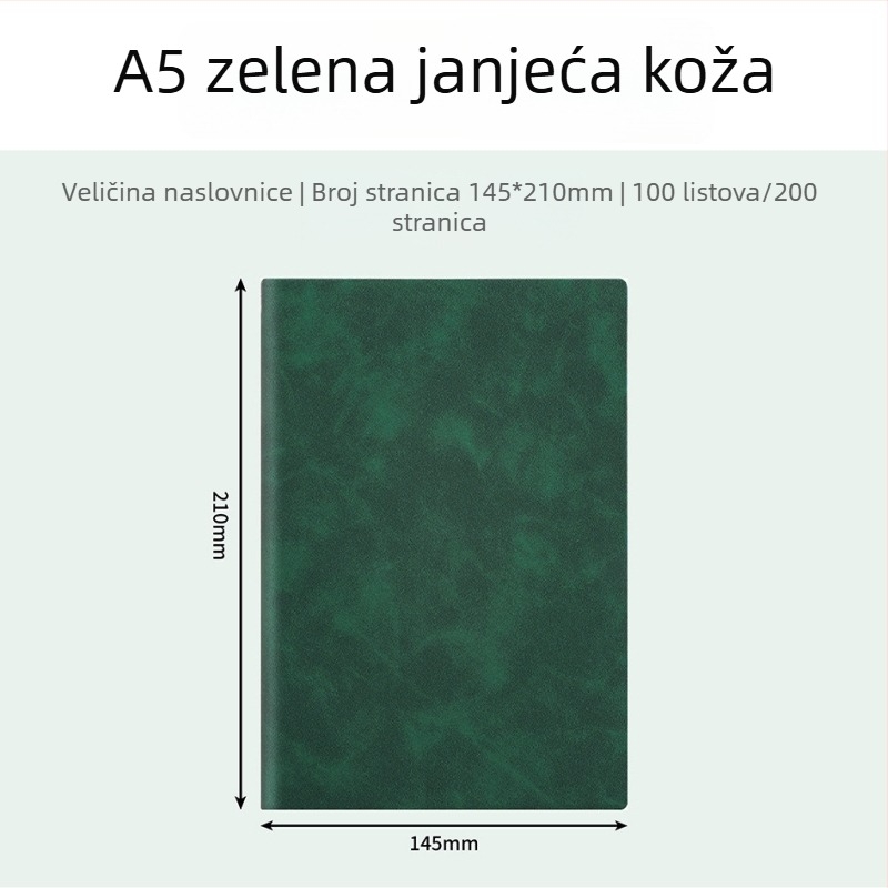A5/B5 poslovni dnevnik od umjetne kože za konferencije, jednostavan dizajn, mogućnost tiskanja logotipa