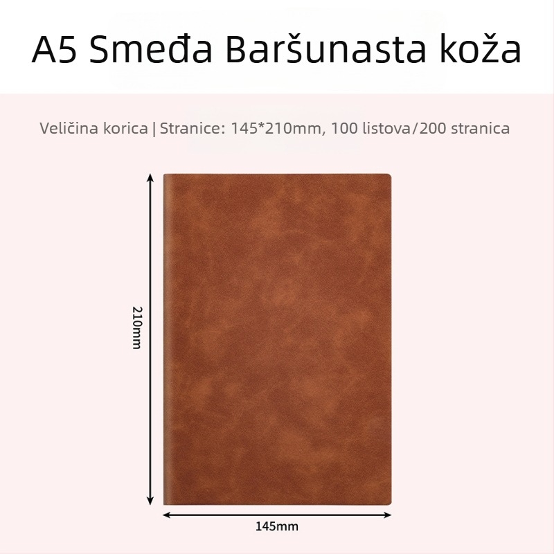 A5/B5 poslovni dnevnik od umjetne kože za konferencije, jednostavan dizajn, mogućnost tiskanja logotipa