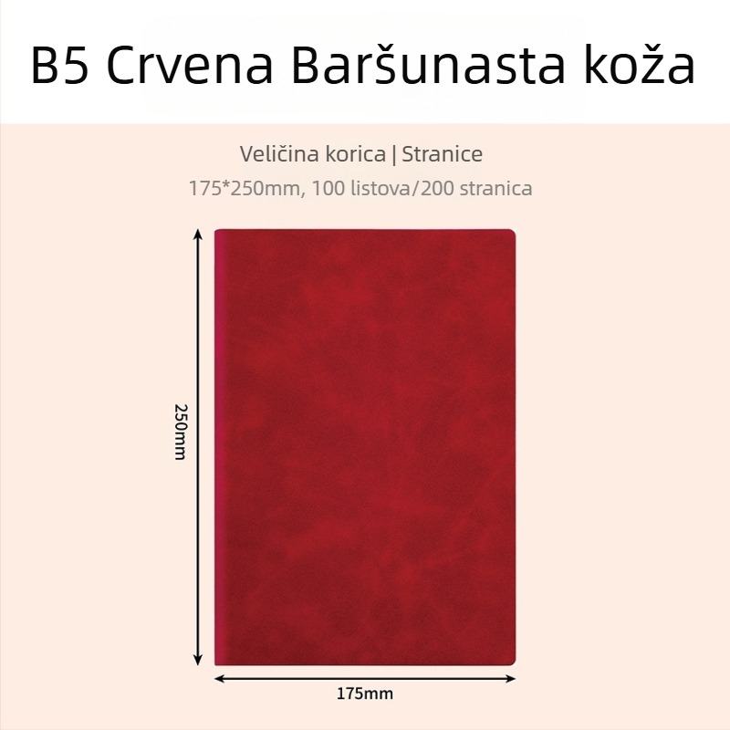 A5/B5 poslovni dnevnik od umjetne kože za konferencije, jednostavan dizajn, mogućnost tiskanja logotipa