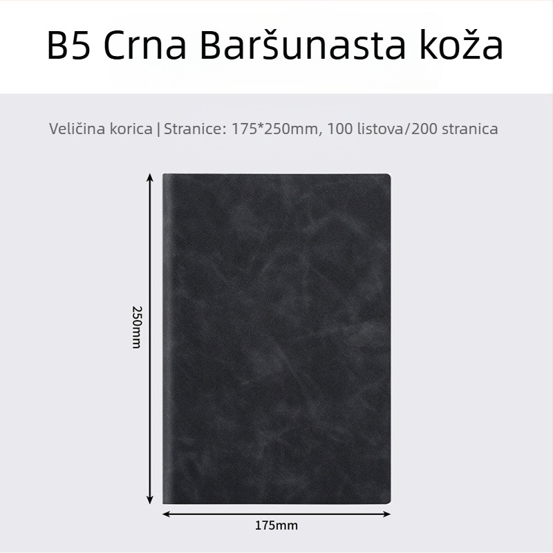 A5/B5 poslovni dnevnik od umjetne kože za konferencije, jednostavan dizajn, mogućnost tiskanja logotipa