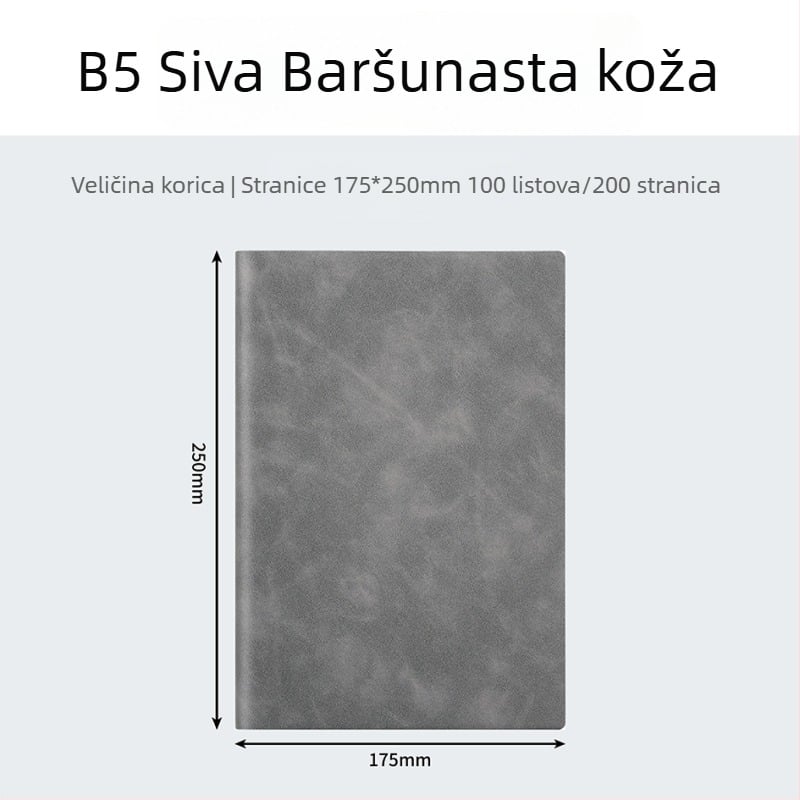 A5/B5 poslovni dnevnik od umjetne kože za konferencije, jednostavan dizajn, mogućnost tiskanja logotipa