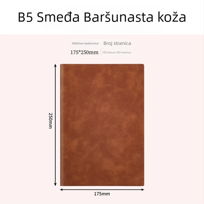 A5/B5 poslovni dnevnik od umjetne kože za konferencije, jednostavan dizajn, mogućnost tiskanja logotipa