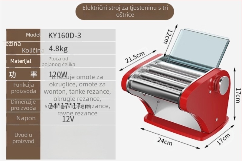 Kompaktni kućni stroj za tjesteninu s funkcijom mijesenja i razvlačenja — višenamjenski stroj za tijesto i listove za knedle