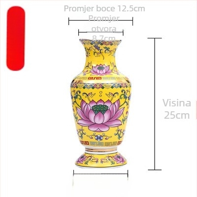 Guoshun emajlirani žuti set: čaša za vodu s lotosom, Sveti Gral, tanjur za ponude voća pred Budom, tanjur za voće i darove, posuda za tamjan