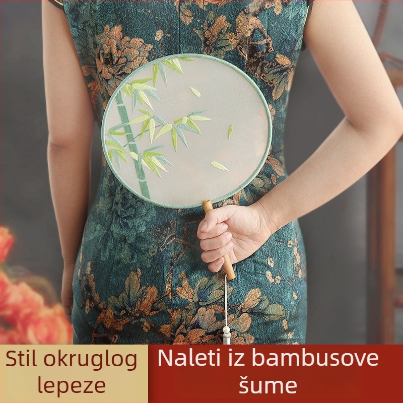 DIY komplet za vez za kružni fan – za početnike, antički stil, križni šav, Suzhou vez, označivač stranica