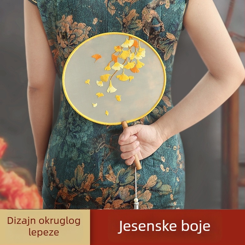 DIY komplet za vez za kružni fan – za početnike, antički stil, križni šav, Suzhou vez, označivač stranica
