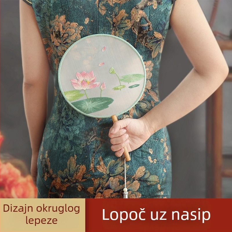 DIY komplet za vez za kružni fan – za početnike, antički stil, križni šav, Suzhou vez, označivač stranica