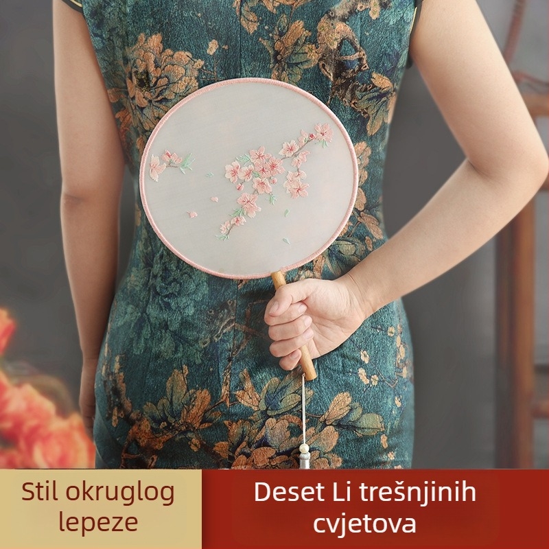 DIY komplet za vez za kružni fan – za početnike, antički stil, križni šav, Suzhou vez, označivač stranica