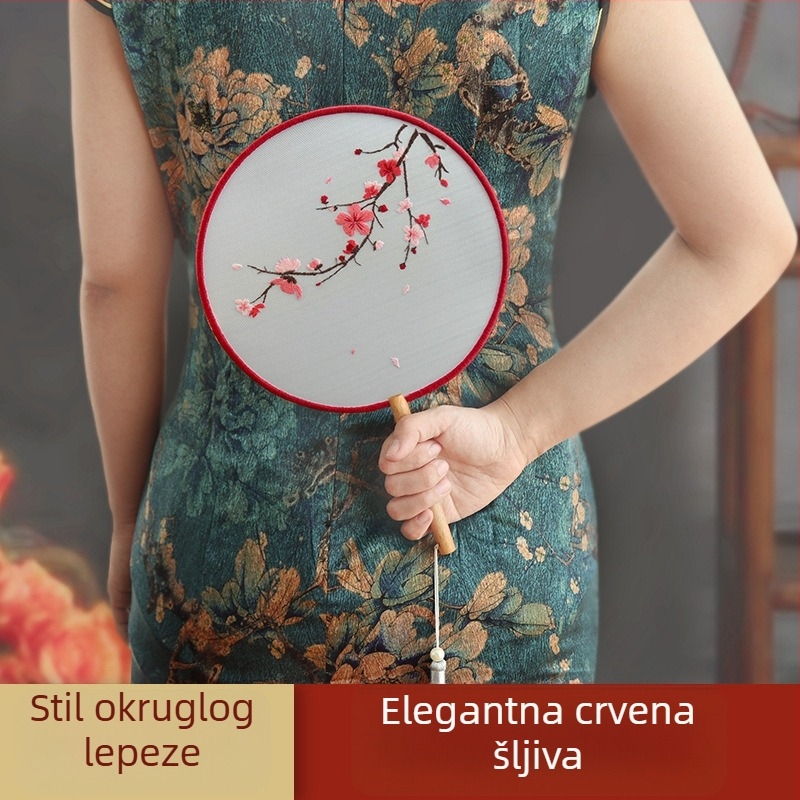 DIY komplet za vez za kružni fan – za početnike, antički stil, križni šav, Suzhou vez, označivač stranica