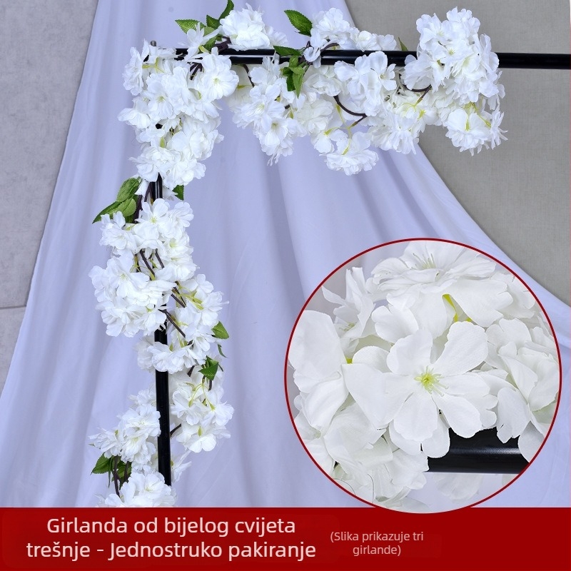 Umjetna vinova loza s trešnjinim cvjetovima za pokrivanje kanala klimatizacije, dekoracija za stolicu, svadbena kulisa i zidni ukras