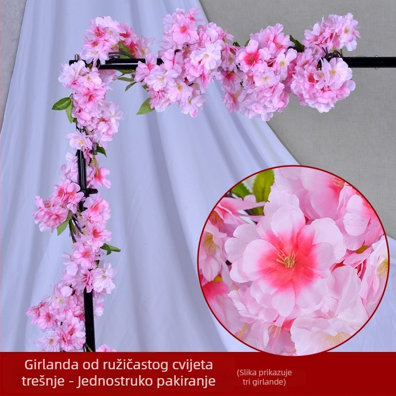 Umjetna vinova loza s trešnjinim cvjetovima za pokrivanje kanala klimatizacije, dekoracija za stolicu, svadbena kulisa i zidni ukras