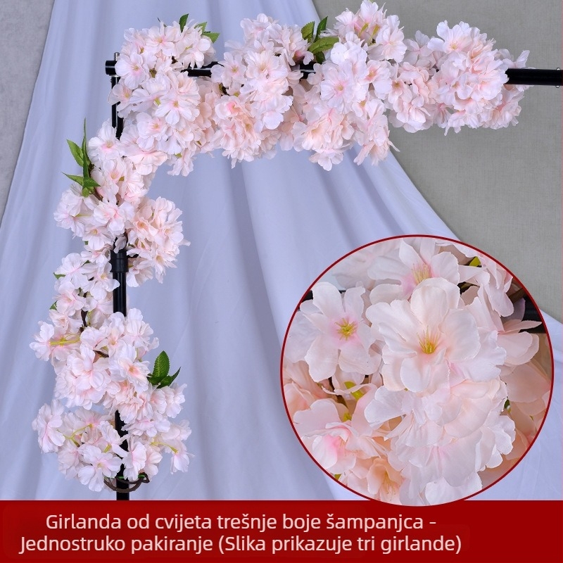 Umjetna vinova loza s trešnjinim cvjetovima za pokrivanje kanala klimatizacije, dekoracija za stolicu, svadbena kulisa i zidni ukras