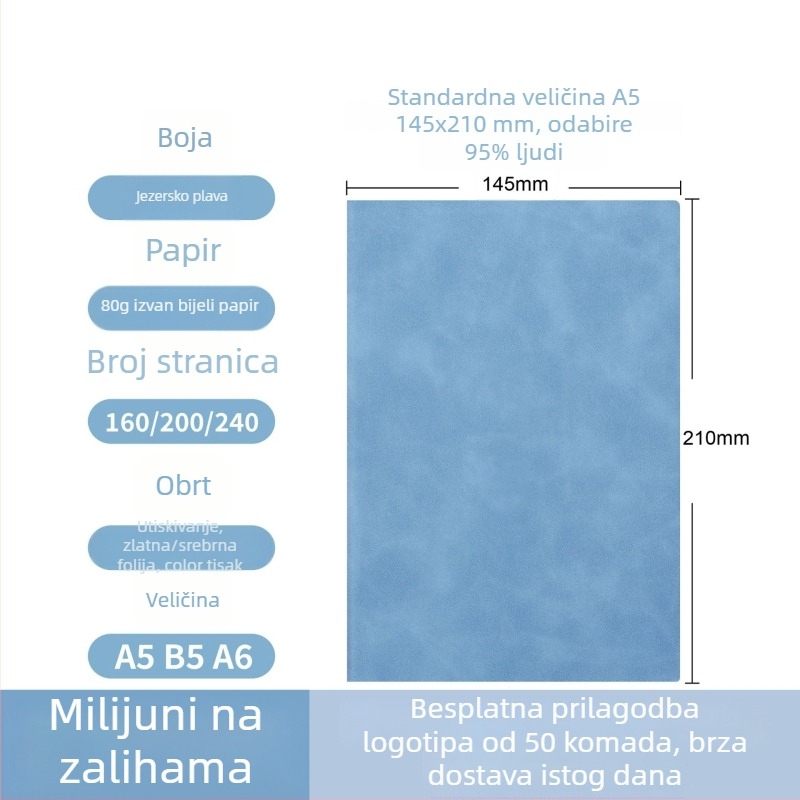 Set bilježnica u poklon kutiji s prilagođenim logotipom, poslovna bilježnica, debela i prijenosna
